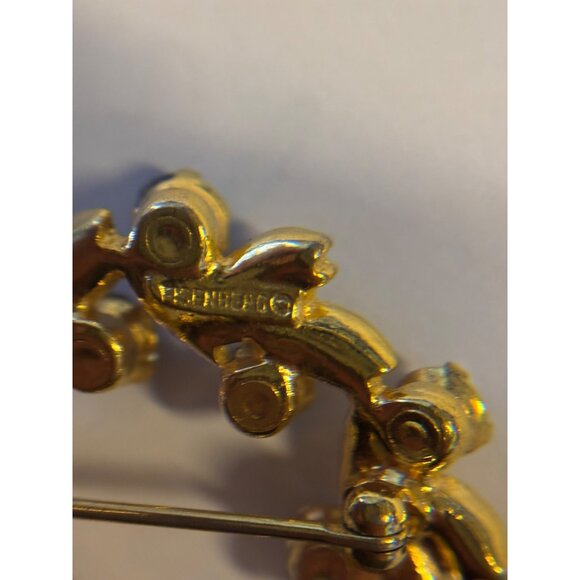 Eisenberg Gold-Tone Multi-Color Rhinestone Circle Brooch Vintage Jewelry Accesso - Picture 5 of 5